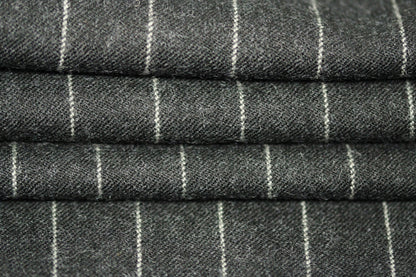 Tissu flanelle de laine - à rayures - gris anthracite