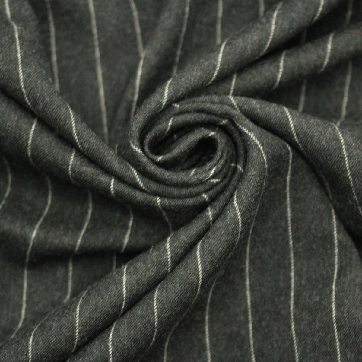 Tissu flanelle de laine - à rayures - gris anthracite