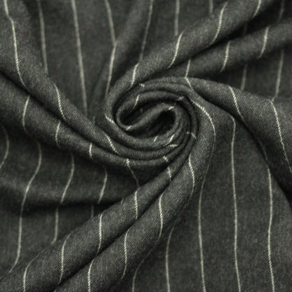 Tissu flanelle de laine - à rayures - gris anthracite