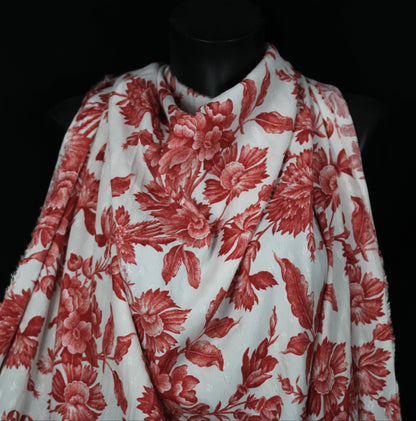 Stoff viscose - bedruckt geblümt  - fuschia