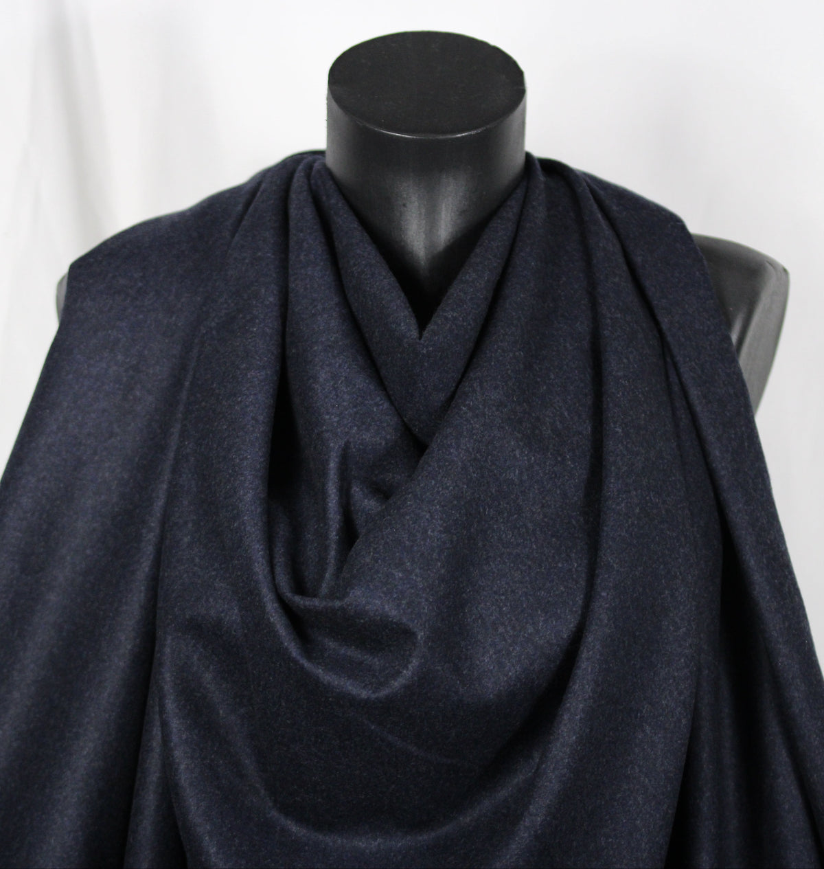 Tissu flanelle de laine et cachemire - bleu marine chiné