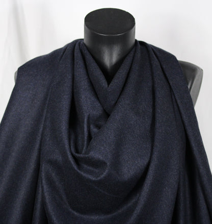 Tissu flanelle de laine et cachemire - bleu marine chiné