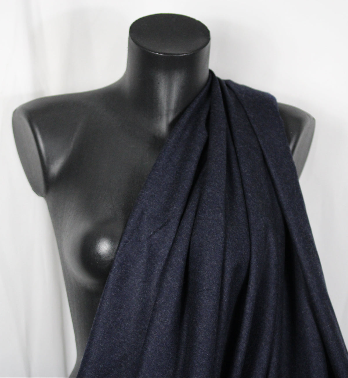 Tissu flanelle de laine et cachemire - bleu marine chiné