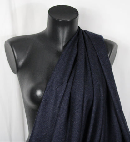 Tissu flanelle de laine et cachemire - bleu marine chiné