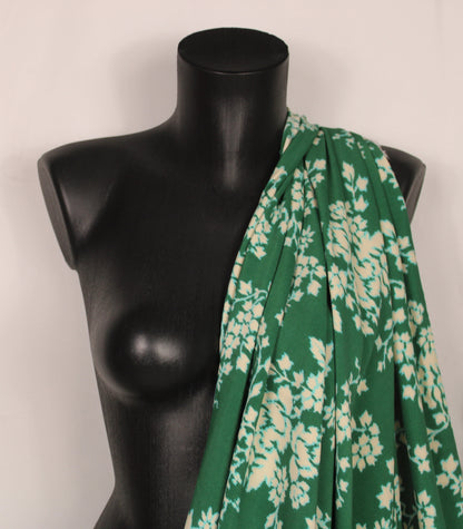 Tissu crêpe viscose - imprimé fleur abstraite - vert et blanc - photo 3/5 | So Tissus