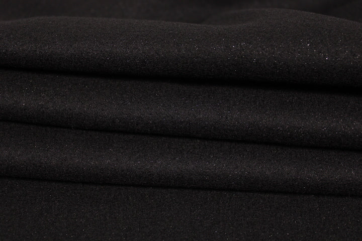 Tissu drap de laine fin - noir et lurex