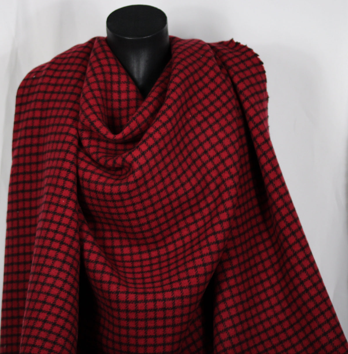 Tissu drap de laine - à carreaux - rouge et noir