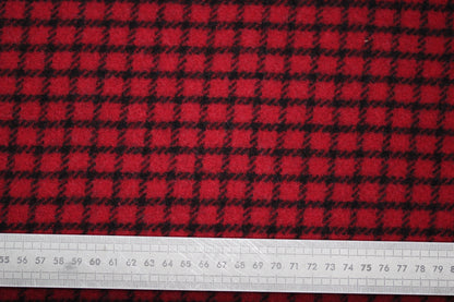 Tissu drap de laine - à carreaux - rouge et noir