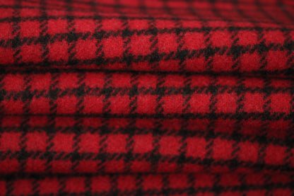 Tissu drap de laine - à carreaux - rouge et noir