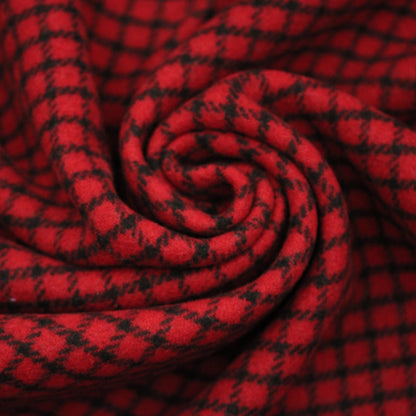 Tissu drap de laine - à carreaux - rouge et noir