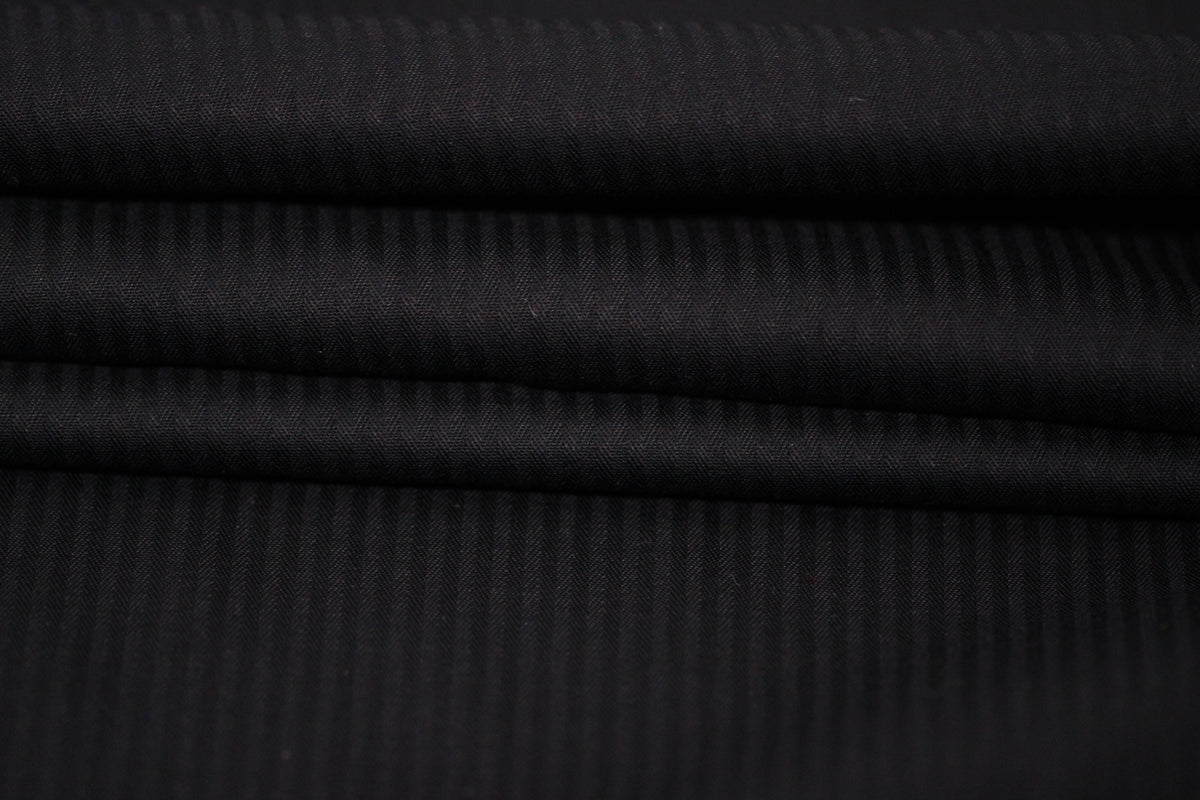 Tissu popeline de coton  prestige - à rayures - noir ton sur ton