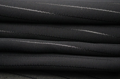 Tissu mousseline de soie - à rayures - noir et lurex