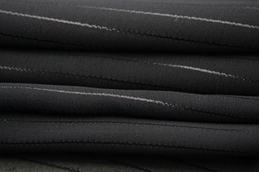 Tissu mousseline de soie - à rayures - noir et lurex