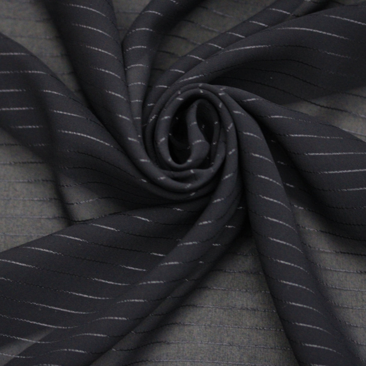 Tissu mousseline de soie - à rayures - noir et lurex