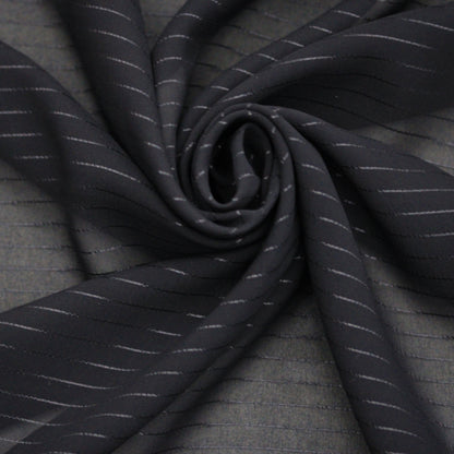 Tissu mousseline de soie - à rayures - noir et lurex