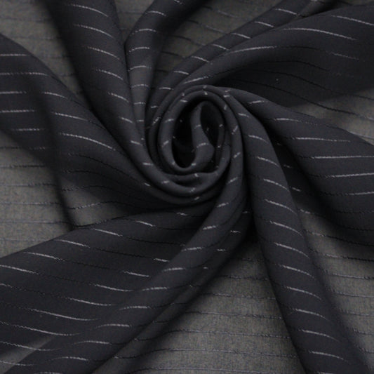 Tissu mousseline de soie - à rayures - noir et lurex
