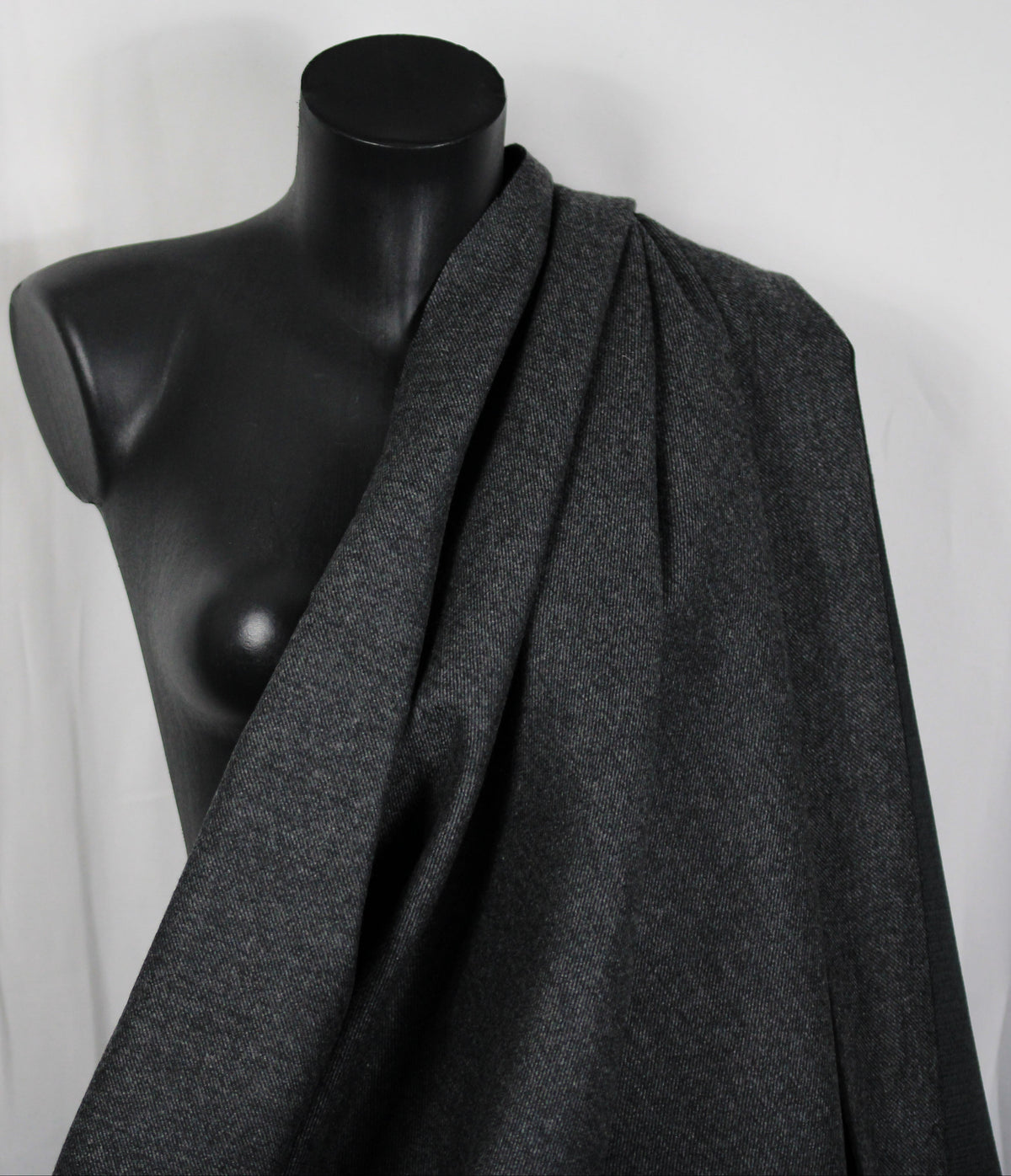 Tissu flanelle de laine serge - gris et noir