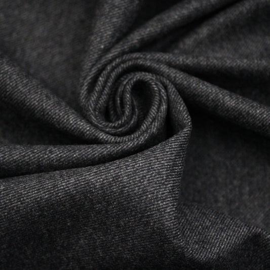 Tissu flanelle de laine serge - gris et noir