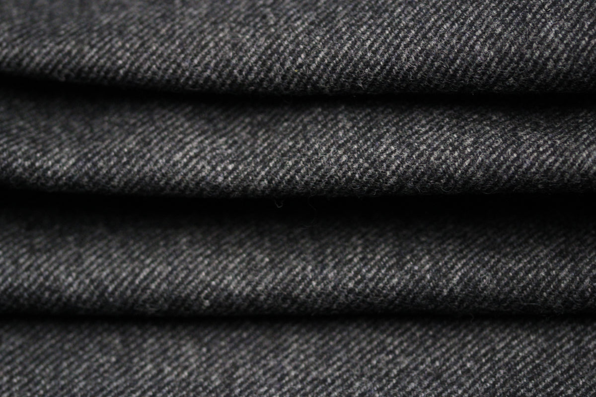 Tissu flanelle de laine serge - gris et noir