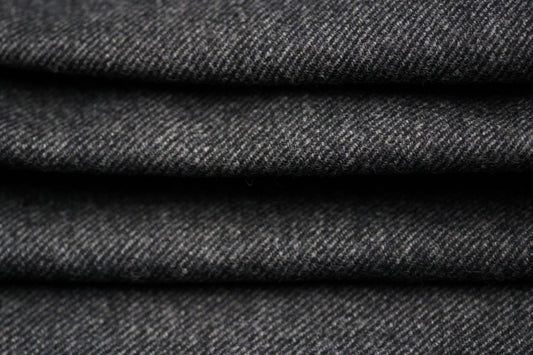 Tissu flanelle de laine serge - gris et noir