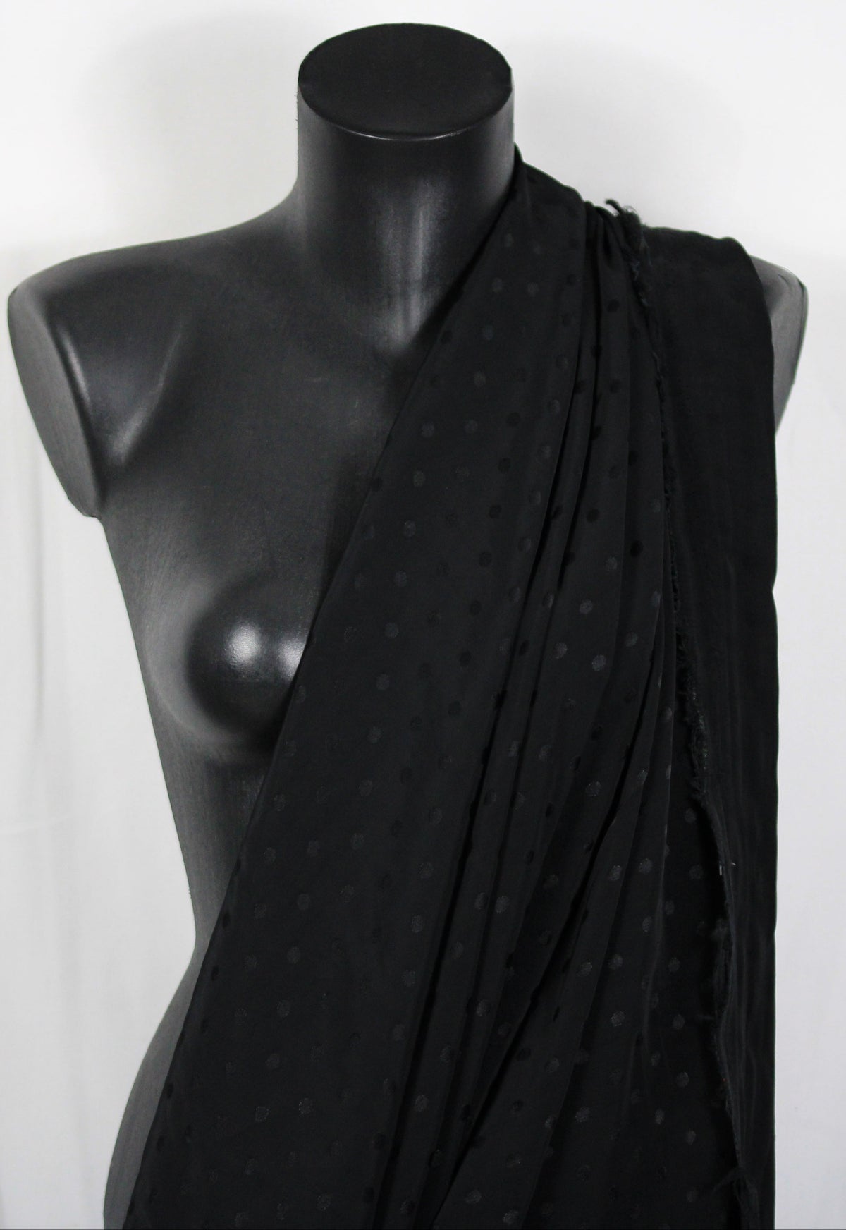 Tissu viscose - à pois - noir