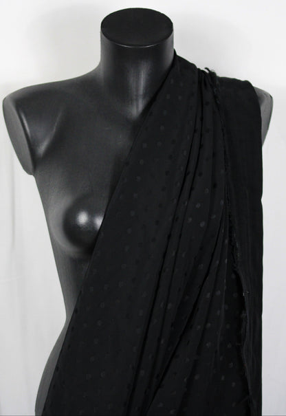 Tissu viscose - à pois - noir
