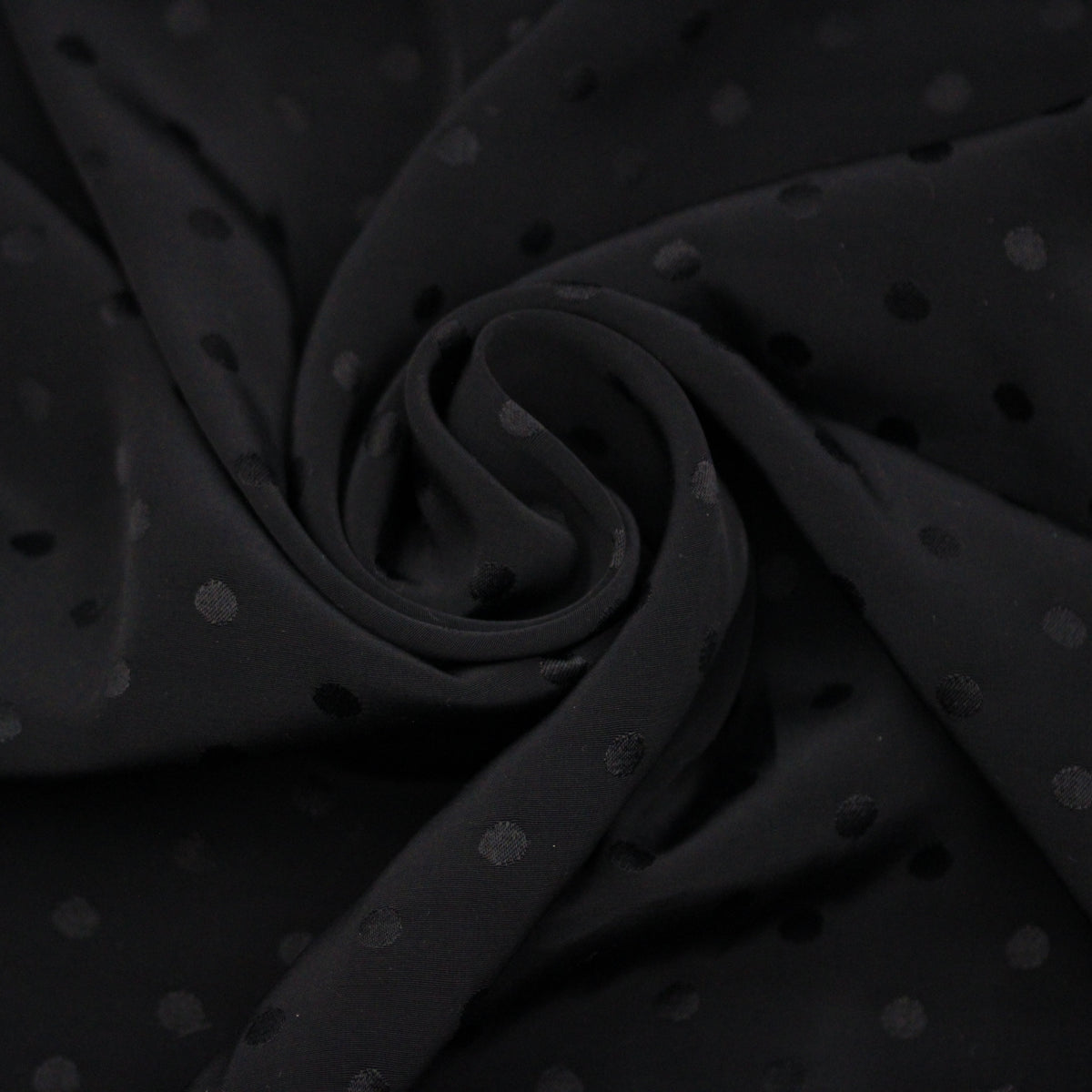 Tissu viscose - à pois - noir