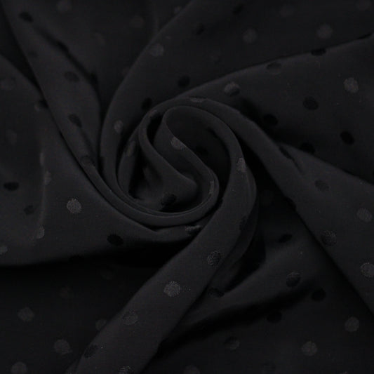 Tissu viscose - à pois - noir