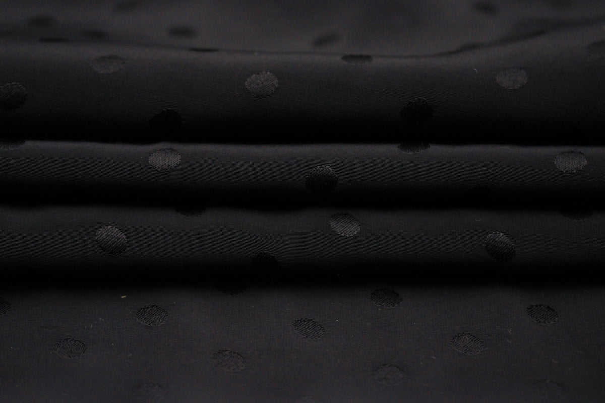 Tissu viscose - à pois - noir