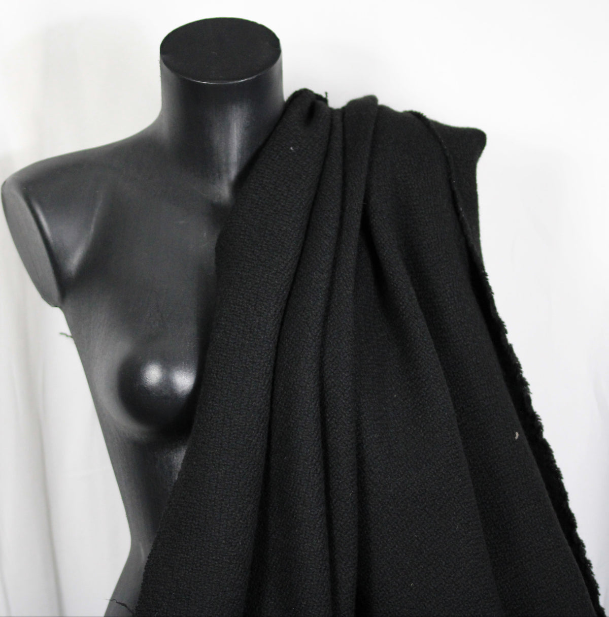 Tissu laine bouclette - noir