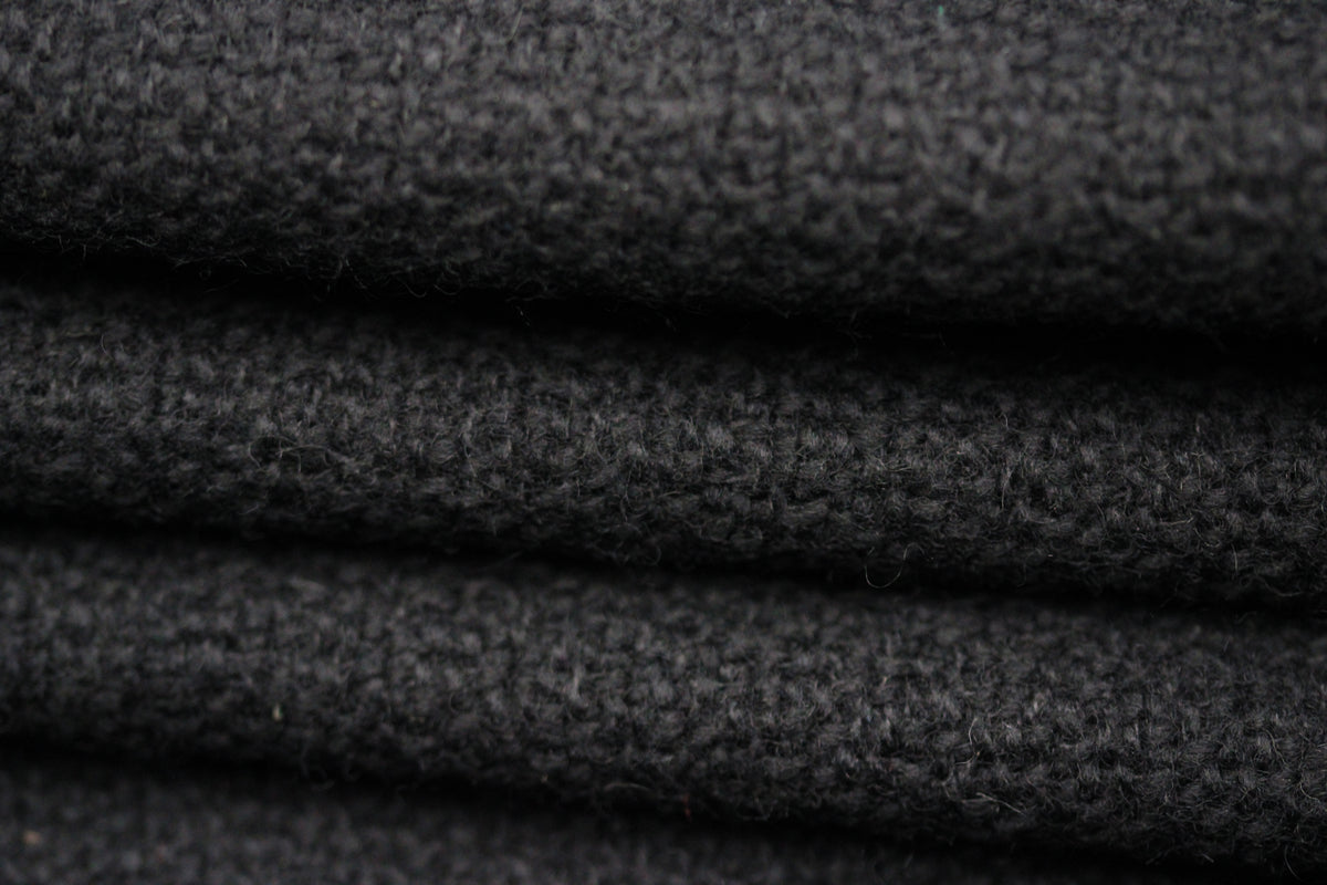 Tissu laine bouclette - noir