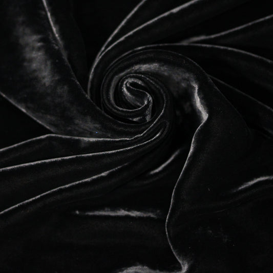 Tissu velours de soie - noir