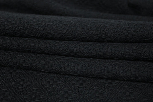 Tissu tweed de laine - losange - noir - photo 2/5 | So Tissus