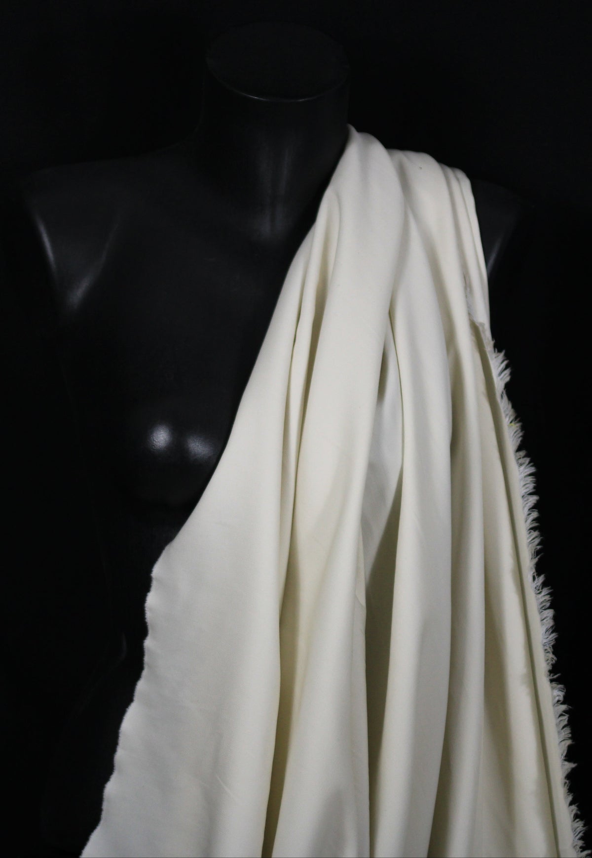 Tissu twill de laine et viscose - écru