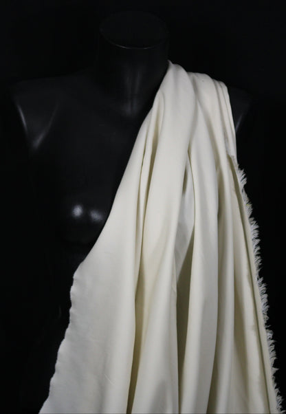 Tissu twill de laine et viscose - écru