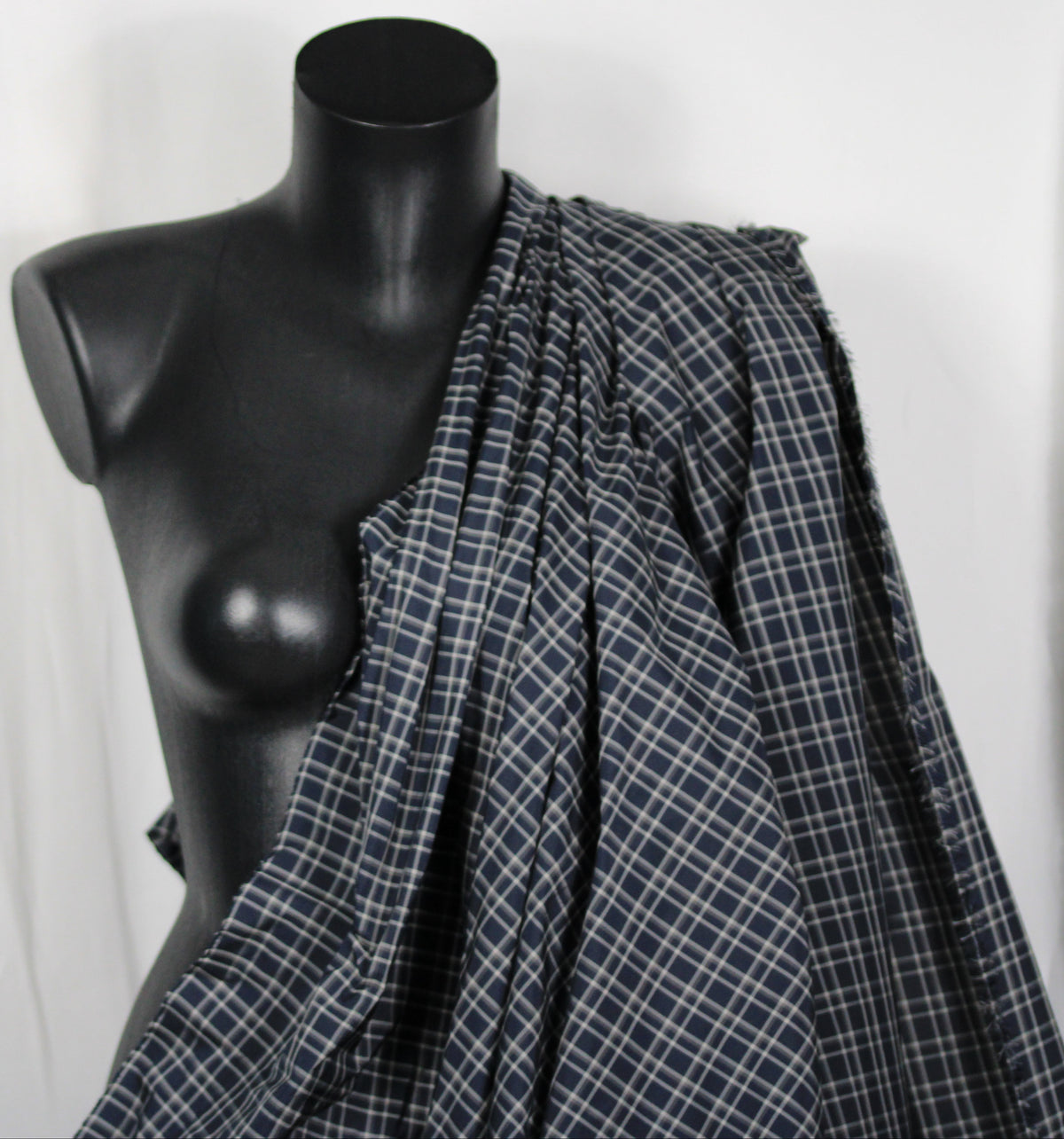 Tissu technique imperméable - à carreaux - ton bleu