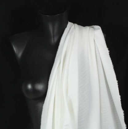 Tissu popeline coton et soie premium - à rayure brodé - blanc - photo 3/4 | So Tissus