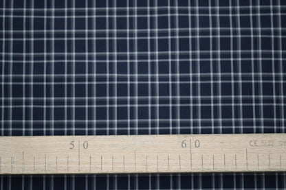 Tissu viscose - à carreaux - ton bleu
