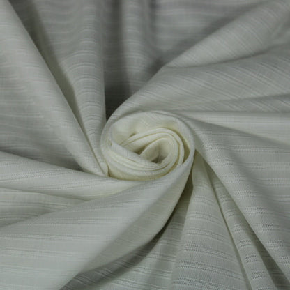 Tissu popeline coton et soie premium - à rayure brodé - blanc - photo 1/4 | So Tissus