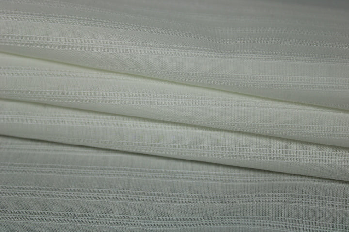 Tissu popeline coton et soie premium - à rayure brodé - blanc - photo 2/4 | So Tissus