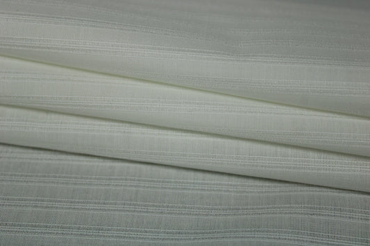 Tissu popeline coton et soie premium - à rayure brodé - blanc - photo 2/4 | So Tissus