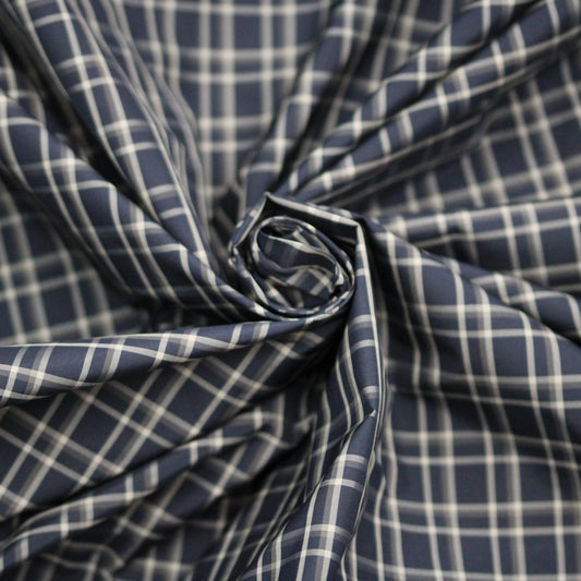 Tissu viscose - à carreaux - ton bleu