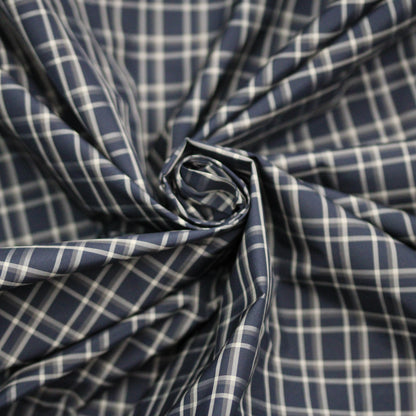 Tissu technique imperméable - à carreaux - ton bleu