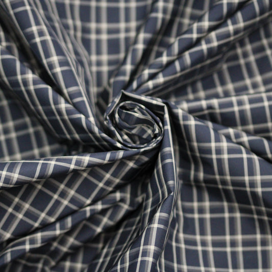 Tissu technique imperméable - à carreaux - ton bleu