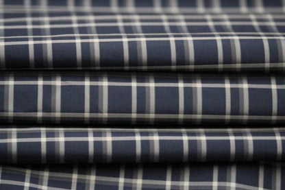 Tissu technique imperméable - à carreaux - ton bleu