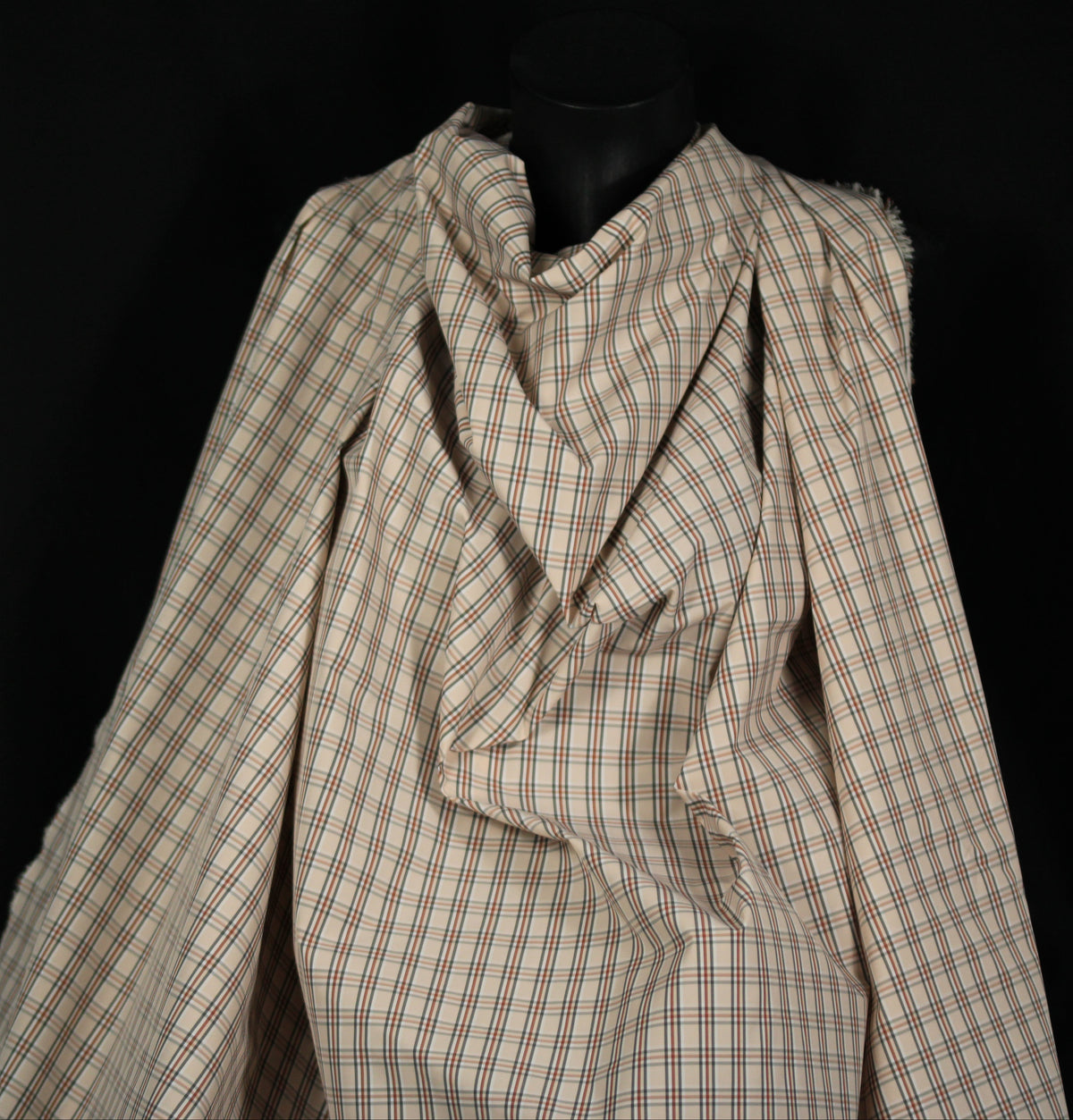 Tissu technique imperméable - à carreaux - ton rose pâle