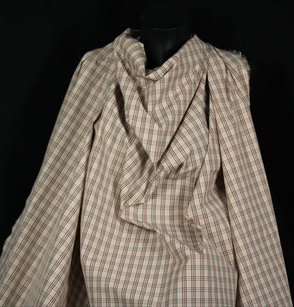 Tissu technique imperméable - à carreaux - ton rose pâle