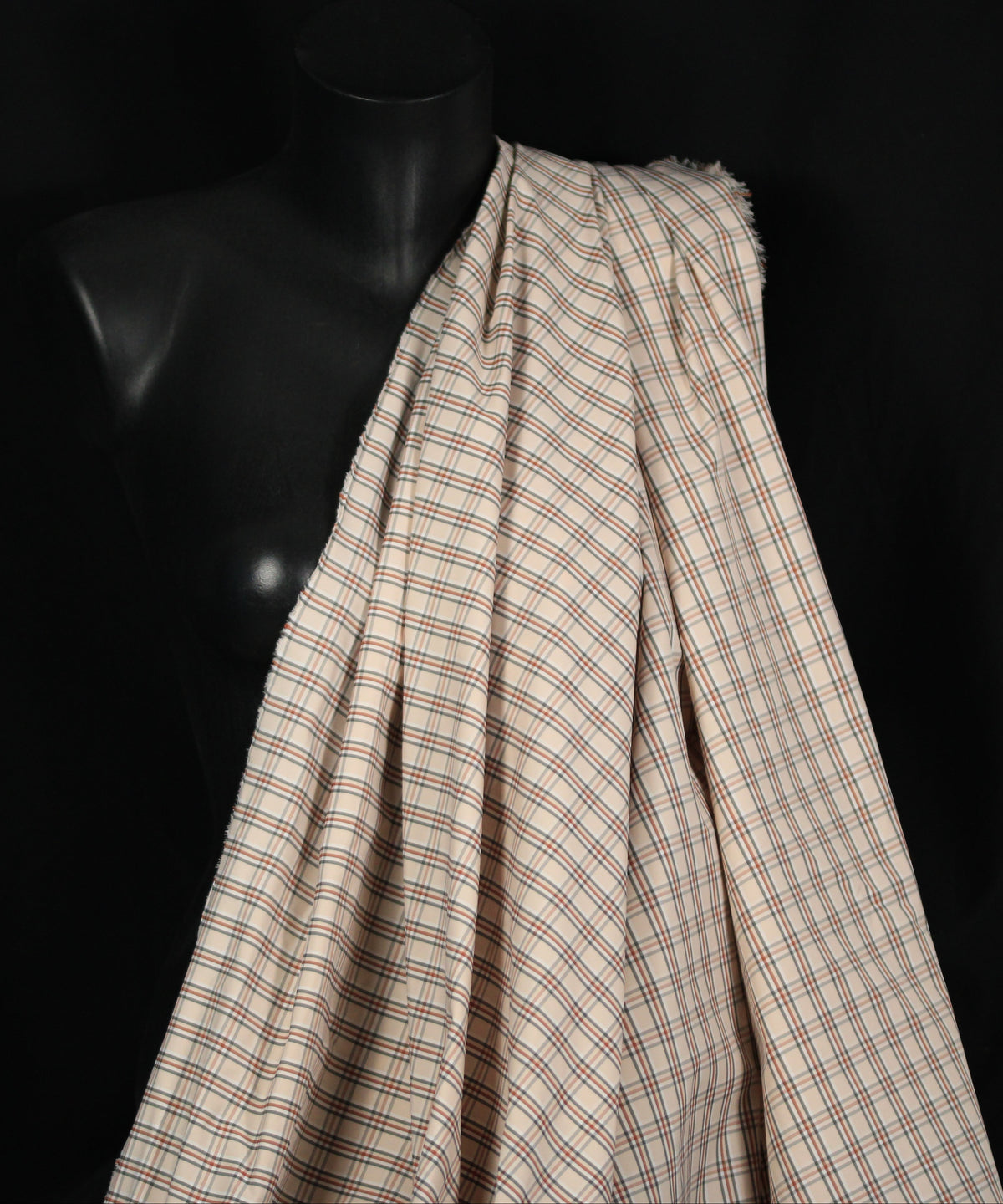 Tissu technique imperméable - à carreaux - ton rose pâle