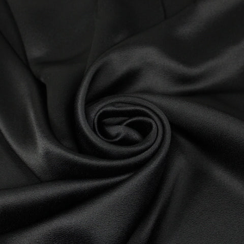 Tissu crêpe envers satin - noir