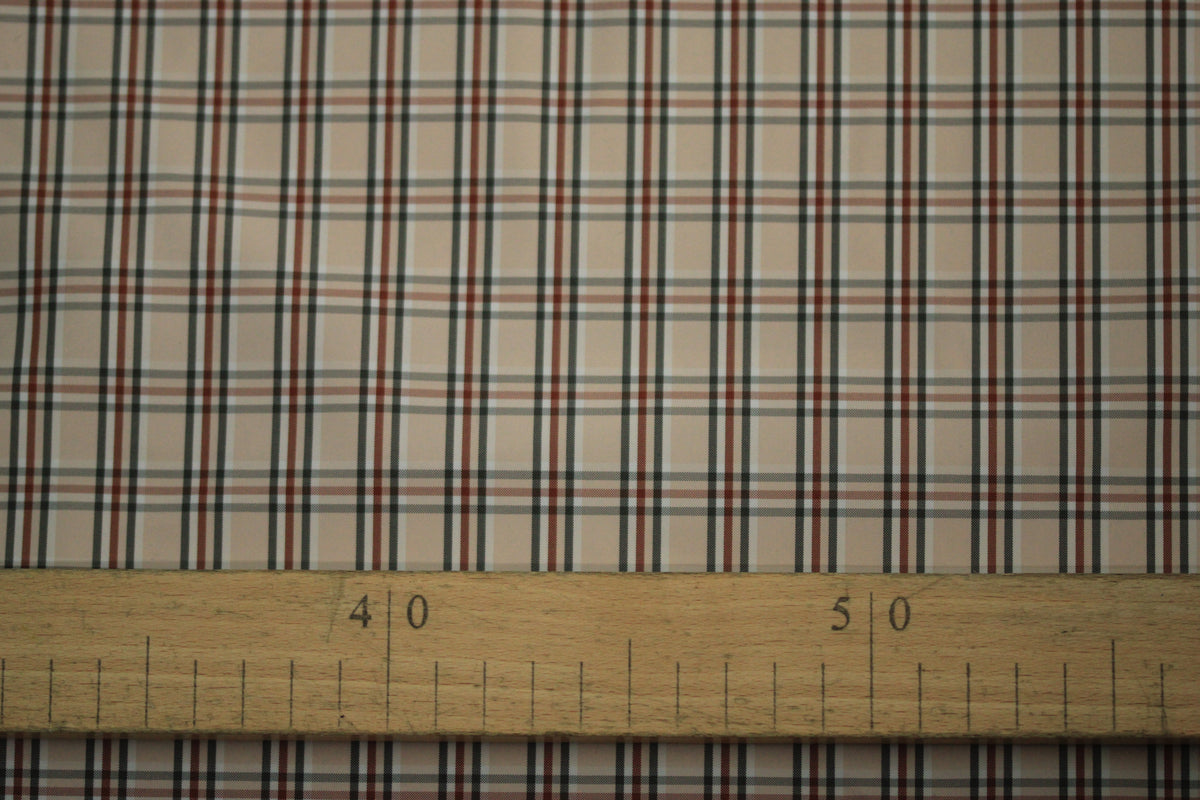 Tissu technique imperméable - à carreaux - ton rose pâle
